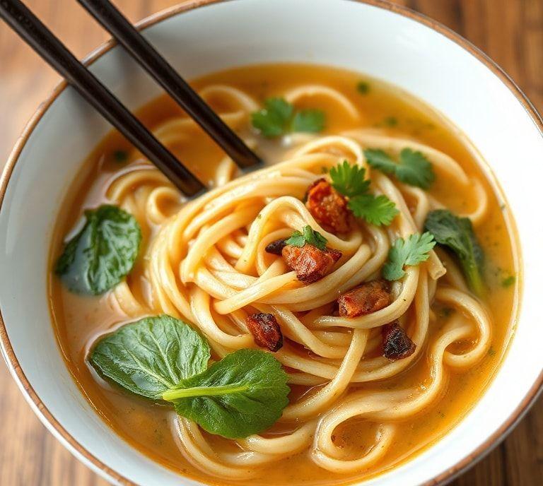 udon noodles soup vegetarian recipe